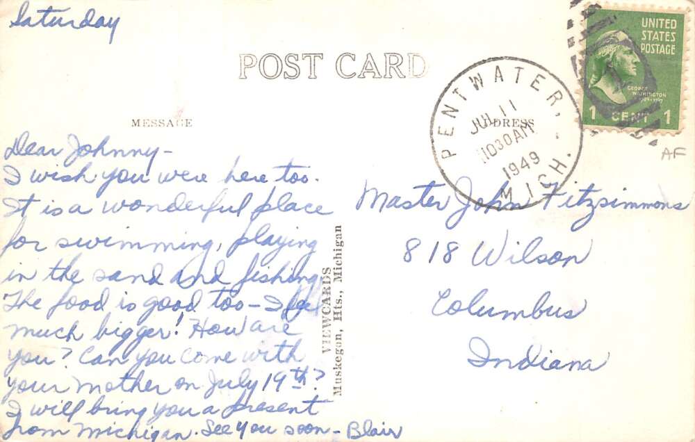 Pentwater Michigan Channel Breakwater Real Photo Vintage Postcard AA81195 - Image 2