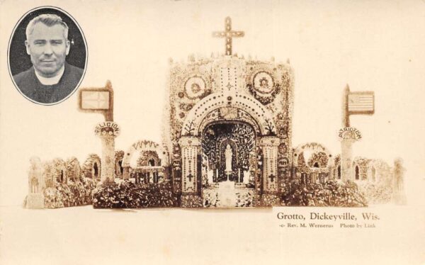 Dickeyville Wisconsin Grotto and Reverand Wernerus Real Photo Postcard AA81196