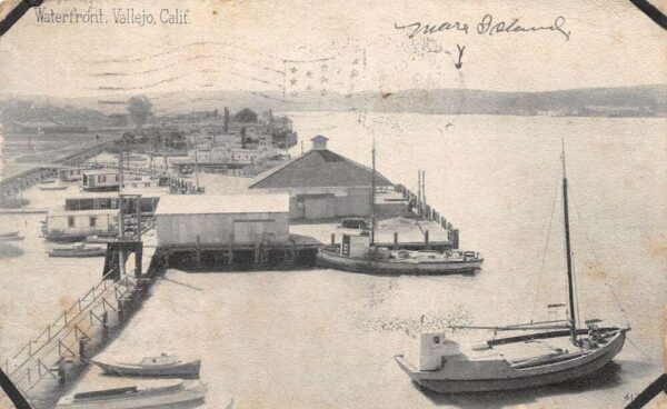 Vallejo California Waterfront Birds Eye View Vintage Postcard AA81197