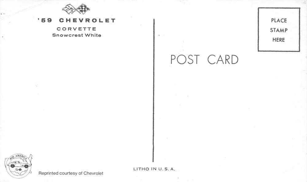 Chevrolet Corvette 1959 Convertible Car Ad Vintage Postcard AA81214 - Image 2