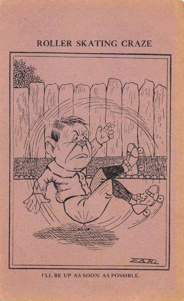 Roller Skating Comic Humor Vintage Postcard AA81215
