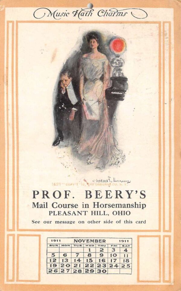 Pleasant Hill Ohio Prof Beery's Horsemanship Mail Course Ad Nov 1911 PC AA81223