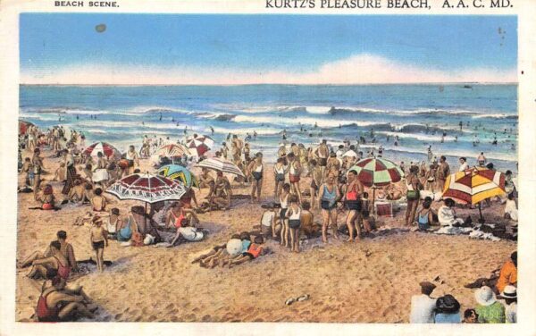 Kurtz Pleasure Beach Maryland Anne Arundel County Beach Scene Postcard AA81225