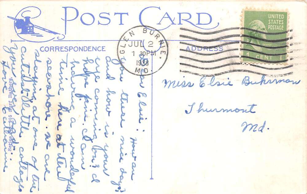 Kurtz Pleasure Beach Maryland Anne Arundel County Beach Scene Postcard AA81225 - Image 2