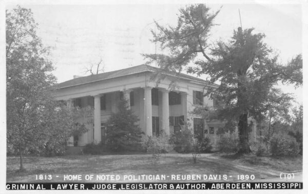 Aberdeen Mississippi Reuben Davis Residence Home Real Photo Postcard AA81231