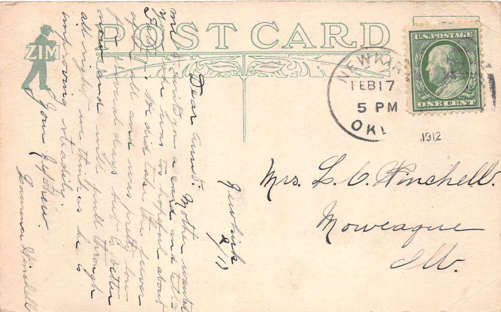 Newkirk Oklahoma Business District Drug Store Vintage Postcard AA81239 - Image 2