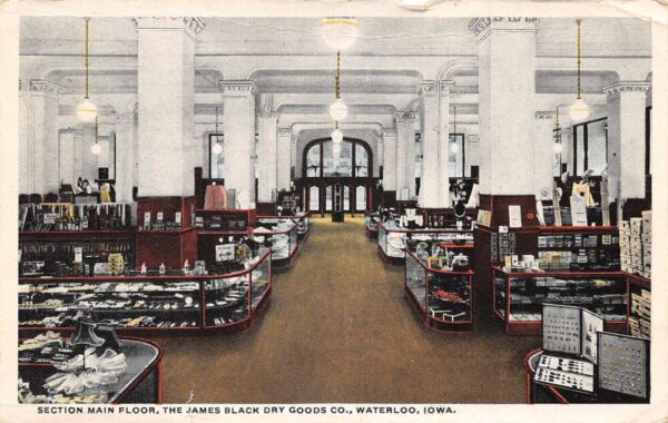 Waterloo Iowa James Black Dry Goods Store Interior Vintage Postcard AA81240