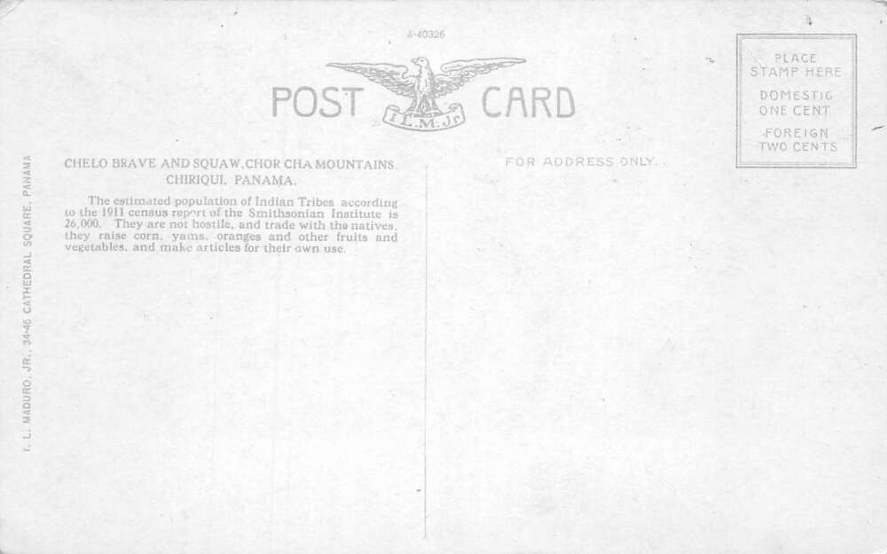 Chiriqui Panama Chor Cha Mountains Chelo Brave and Squaw Postcard AA81243 - Image 2