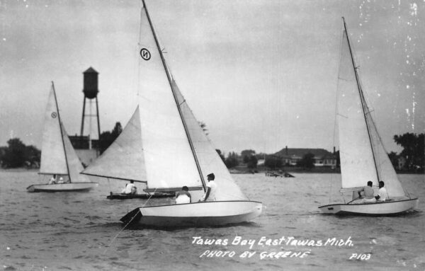 East Tawas Michigan Tawas Bay Sailing Real Photo Postcard AA81279
