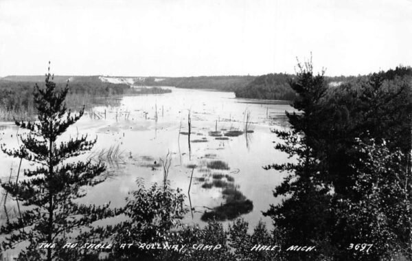 Hale Michigan The Au Sable at Rollway Camp Real Photo Postcard AA81280