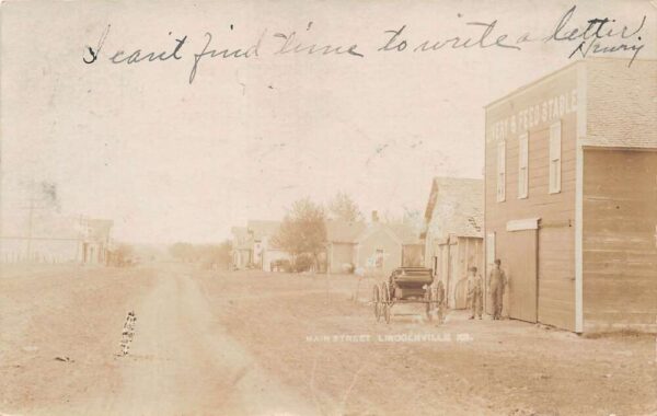 Lincolnville Kansas Main St., Livery & Feed Stable, Vintage RPPC U17098