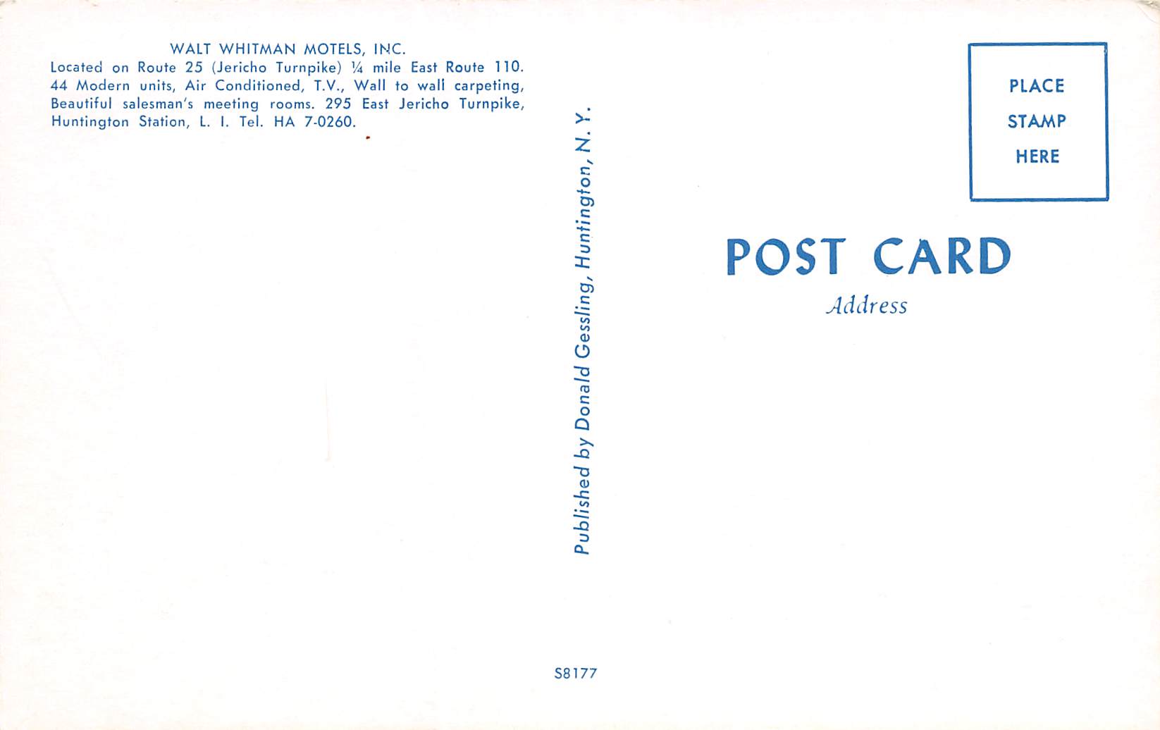 Long Island New York Walt Whitman Motels, Inc., Chrome Vintage Postcard U17163 - Image 2