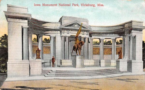 Vicksburg Mississippi Iowa Monument National Park, Color Lithograph PC U17203