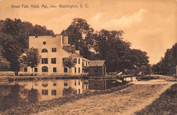 Washington D.C. Great Falls Hotel, Sepia Tone Lithograph, Vintage PC U17209