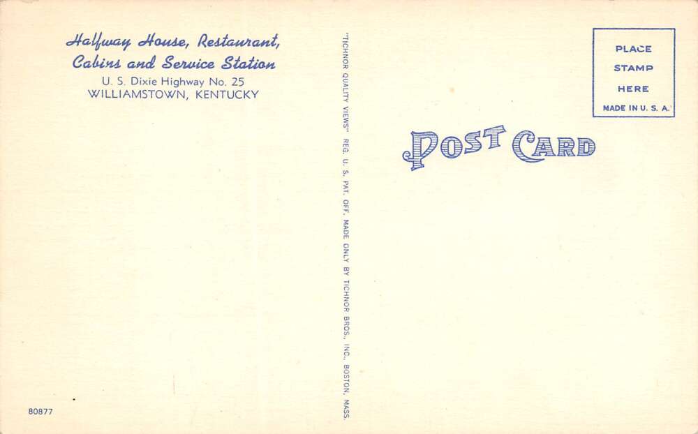 Williamstown Kentucky Halfway House Restaurant, Cabins, & Service Station,PC U17212 - Image 2