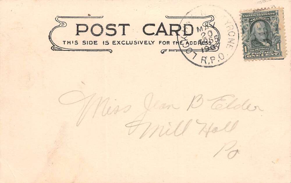 Tyrone Pennsylvania Looking East Through Town, Undivided Back, Vintage PC U17228 - Image 2