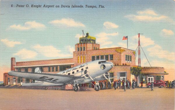 Tampa Florida Peter O. Knight Airport On Davis Islands, Vintage Postcard U17300