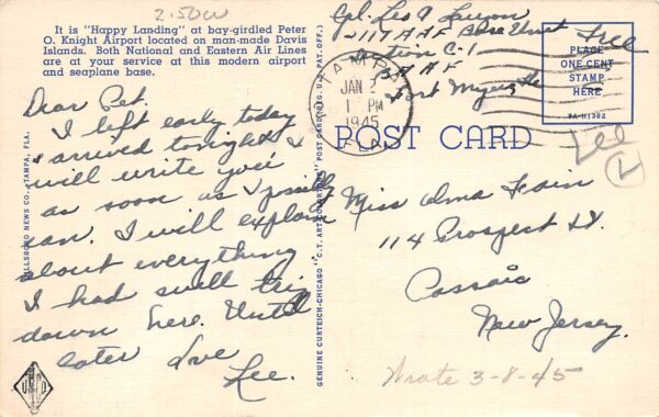Tampa Florida Peter O. Knight Airport On Davis Islands, Vintage Postcard U17300 - Image 2