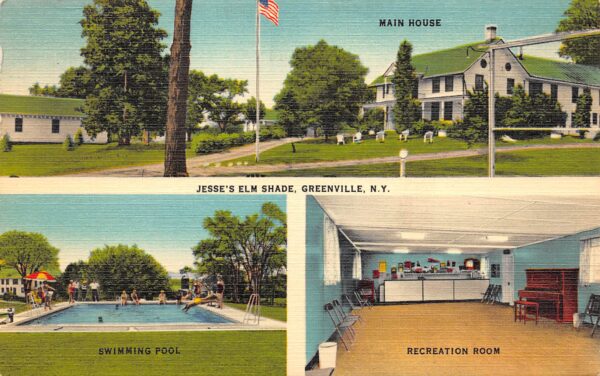 Greenville New York Jesse's Elm Shade, Multi-View Linen Vintage Postcard U17301
