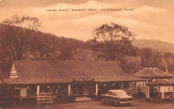 Charlemont Massachusetts Indian Plaza, Sepia Tone Lithograph, PC U17303