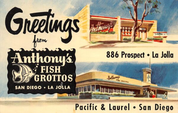 San Diego California Anthony's Fish Grotto, Multi-View Chrome, Vintage PC U17305