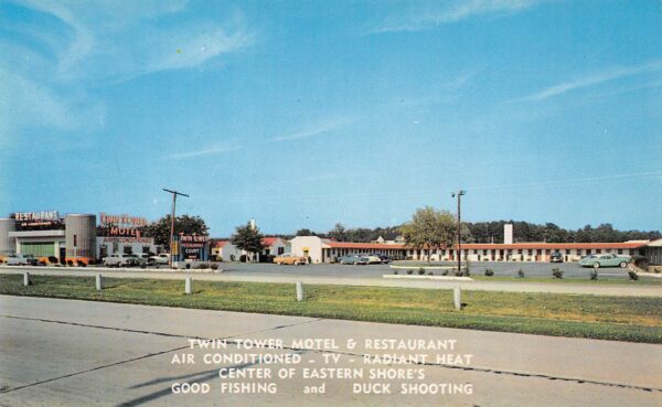Pocomoke City Maryland Twin Tower Motel & Restaurant, Chrome, PC U17306