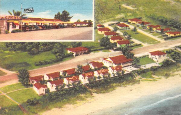 West Palm Beach Florida Surf Cottages, Multi-View Linen Vintage Postcard U17316