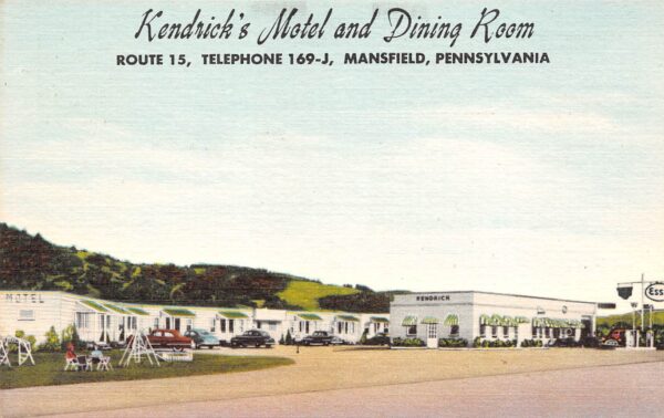 Mansfield Pennsylvania Kendrick's Motel & Dining Room, Linen, PC U17317