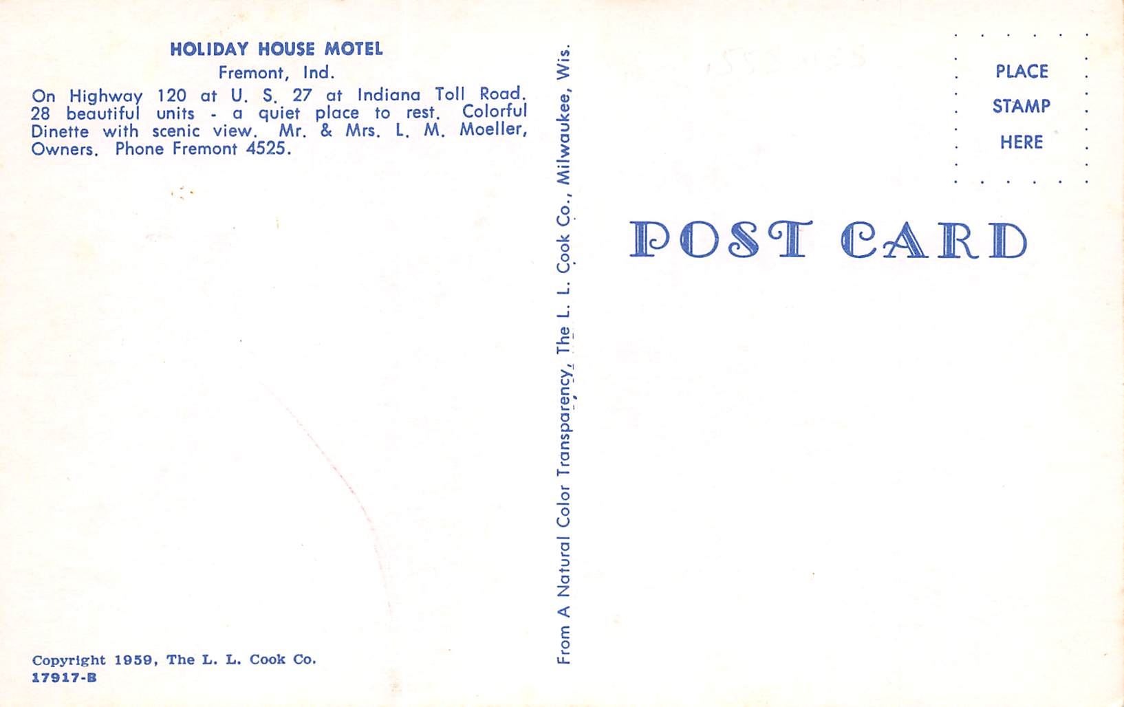 Fremont Indiana Holiday House Motel, Multi-View Chrome, Vintage Postcard U17318 - Image 2