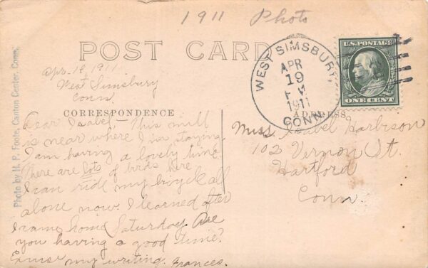 West Simsbury Connecticut Old Mill, Real Photo Vintage Postcard U17348 - Image 2