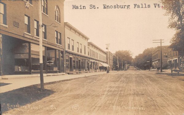 Enosburg Falls Vermont Main Street, Drug Store, Vintage RPPC U17350