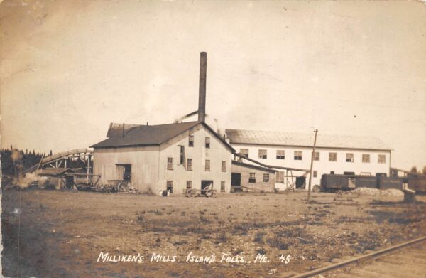 Island Falls Maine Milliken's Mills, Real Photo Vintage Postcard U17359