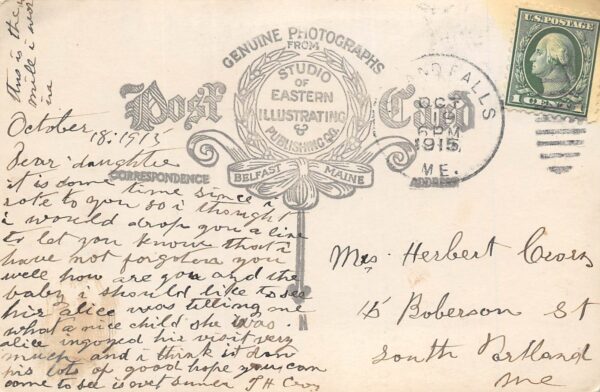 Island Falls Maine Milliken's Mills, Real Photo Vintage Postcard U17359 - Image 2