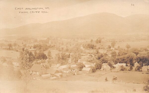 East Arlington Vermont Town View From Covey Hill, Real Photo Vintage PC U17366