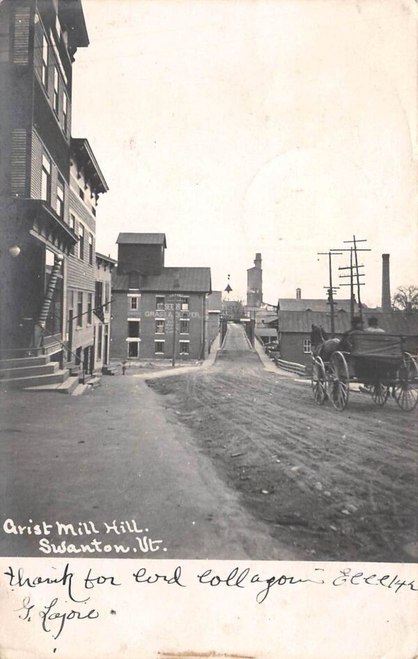 Swanton Vermont Grist Mill Hill, Real Photo Vintage Postcard U17368