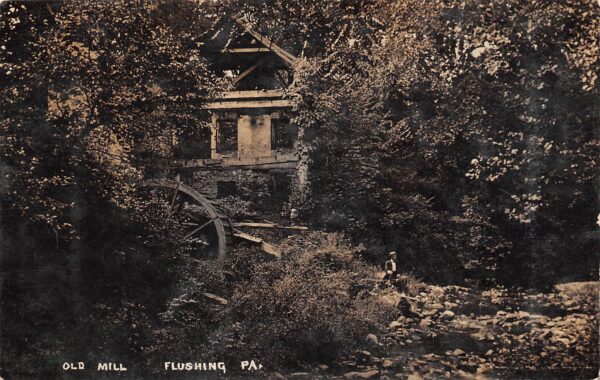 Flushing Pennsylvania Old Mill, Real Photo Vintage Postcard U17374