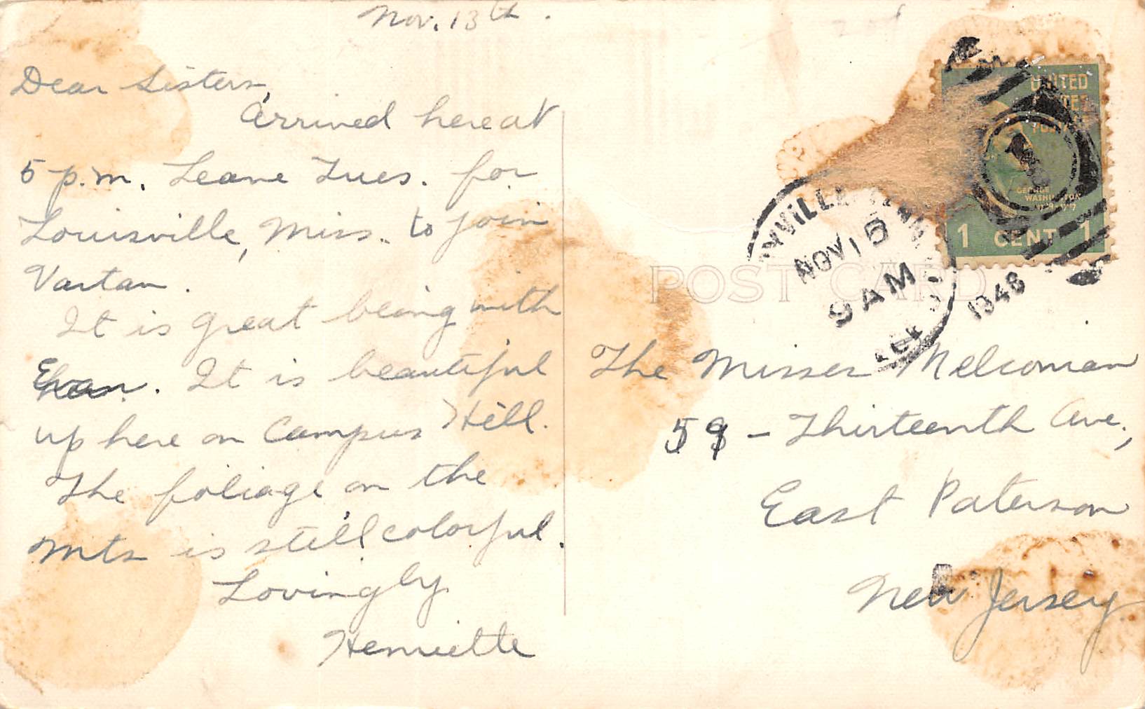 Maryville Tennessee Thaw Hall, Maryville College, Vintage RPPC U17383 - Image 2