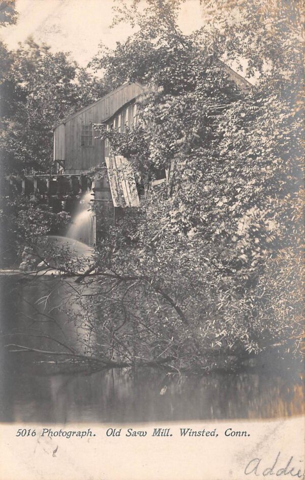 Winsted Connecticut Old Saw Mill, Real Photo Vintage Postcard U17394