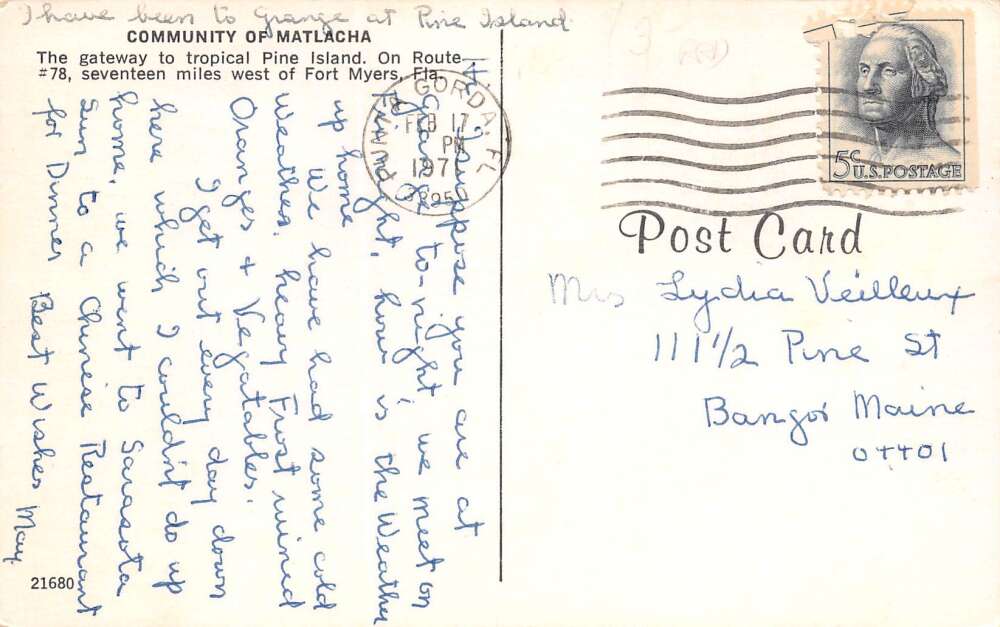 Matlacha Florida Community Of Matlacha, Chrome, Vintage Postcard U17397 - Image 2