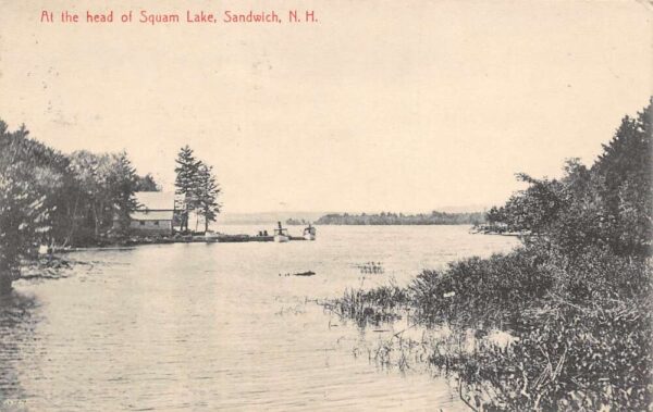 Sandwich New Hampshire Head Of Squam Lake, B/W Lithograph Vintage PC U17432
