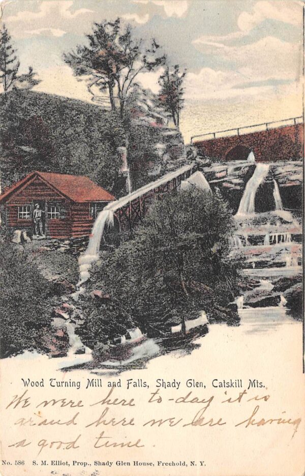 Catskill Mountains New York Wood Turning Mill & Falls, Shady Glen, PC U17445