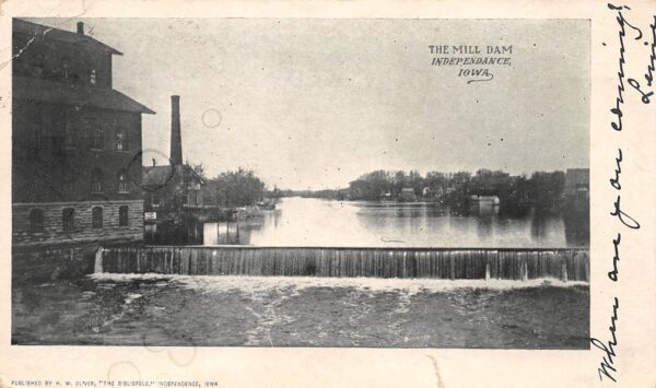 Independence Iowa The Mill Dam, Undivided Back, Vintage Postcard U17449
