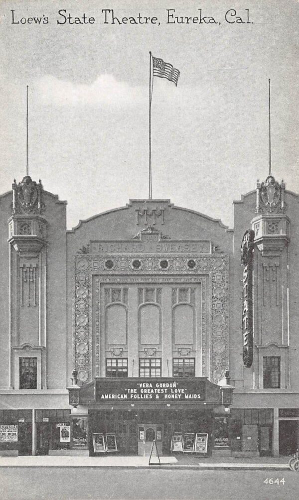 Eureka California Loew's State Theatre, B/W Photo Print Vintage Postcard U17455