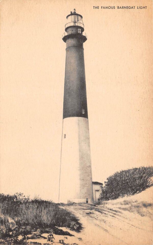 Barnegat New Jersey Barnegat Light House, B/W Lithograph Vintage Postcard U17457