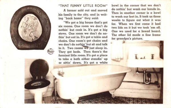 Funny Little Room Bathroom Humor Frasher Real Photo Vintage Postcard AA81555