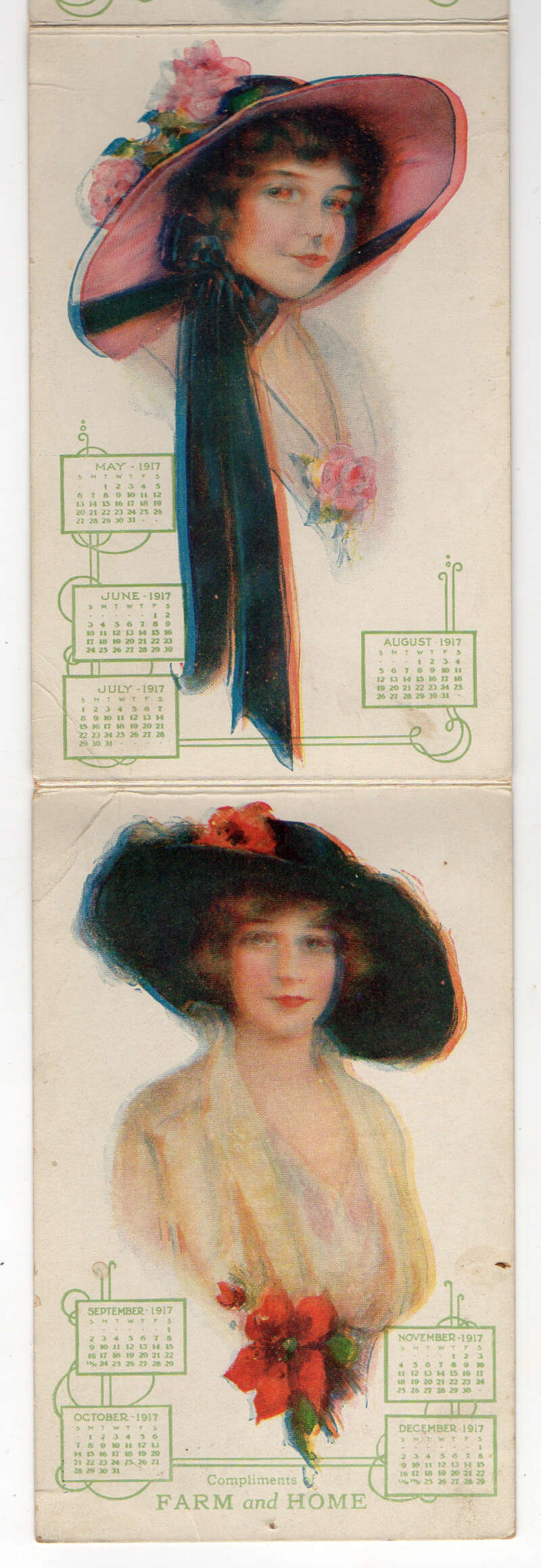 Farm and Home Magazine American Beauty Girls Tri-Fold Calendar Non PC AA81565 - Image 2