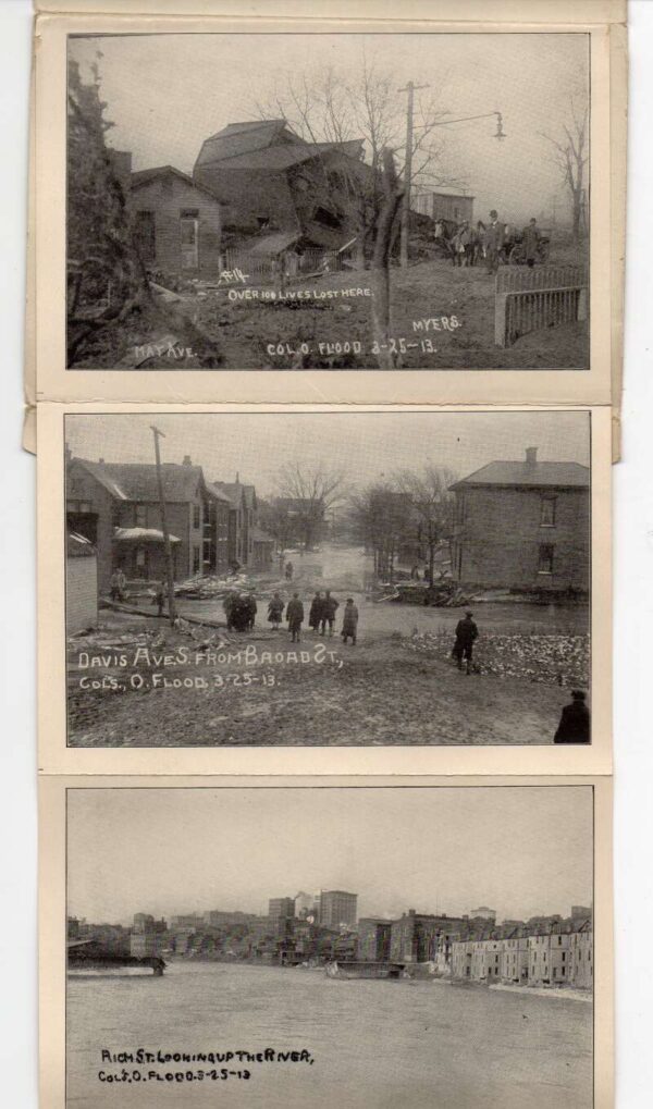 Columbus Ohio 1913 Flood Disaster Views Vintage Postcard Folder AA81566 - Image 3