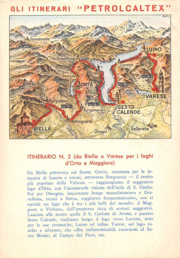 Italy Petro Caltex Automobile Road Map Vintage Postcard AA81567