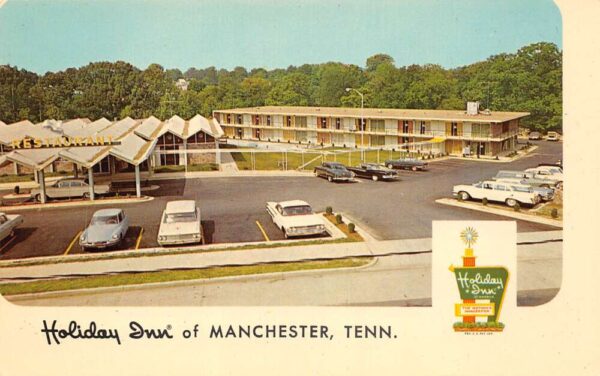 Manchester Tennessee Holiday Inn, Chrome, Vintage Postcard U17479