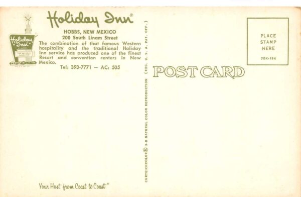 Hobbs New Mexico Holiday Inn, Multi-View Chrome, Vintage Postcard U17483 - Image 2
